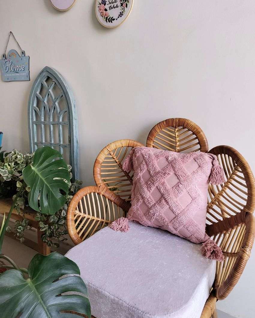 Pink Pixie Dust Cotton Jute Cushion Cover | 16 x 16 inches