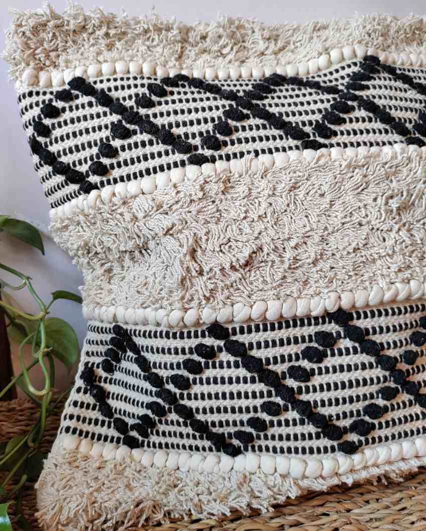 YinYang Love Cotton Jute Cushion Cover | 18 x 18 inches
