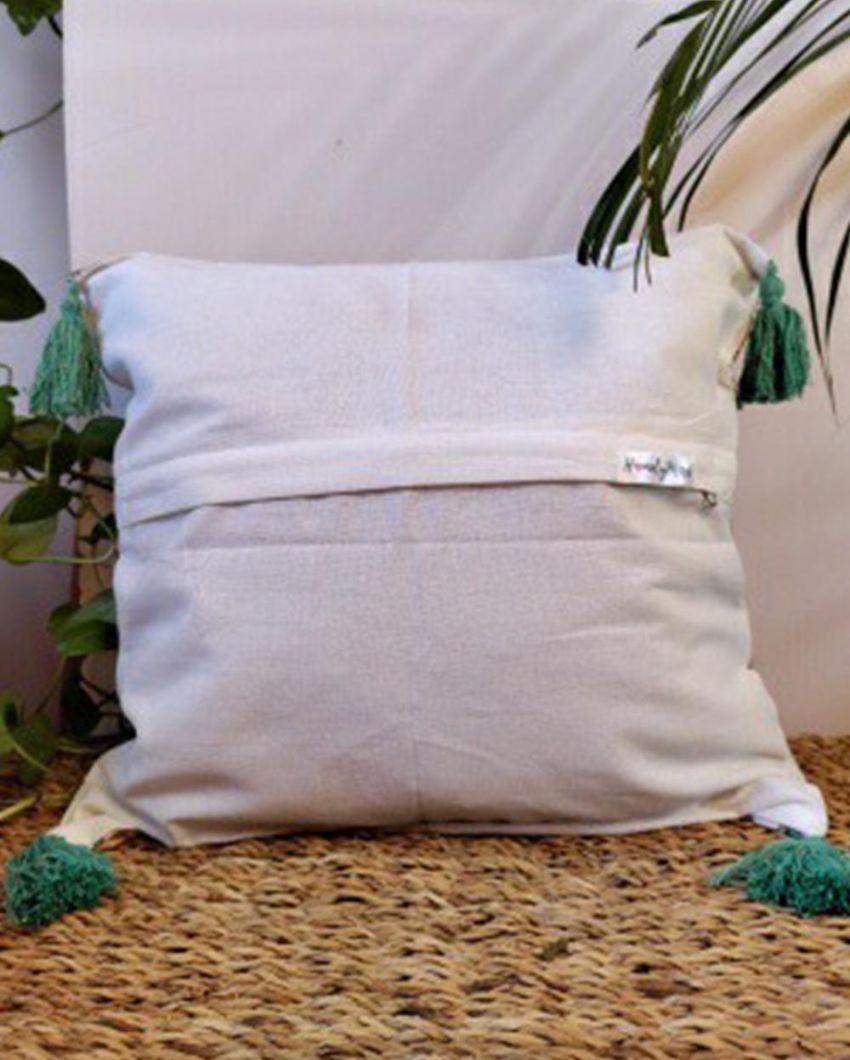 Italian Stripes Block Print Cotton Cushion Cover | 16 x 16 inches