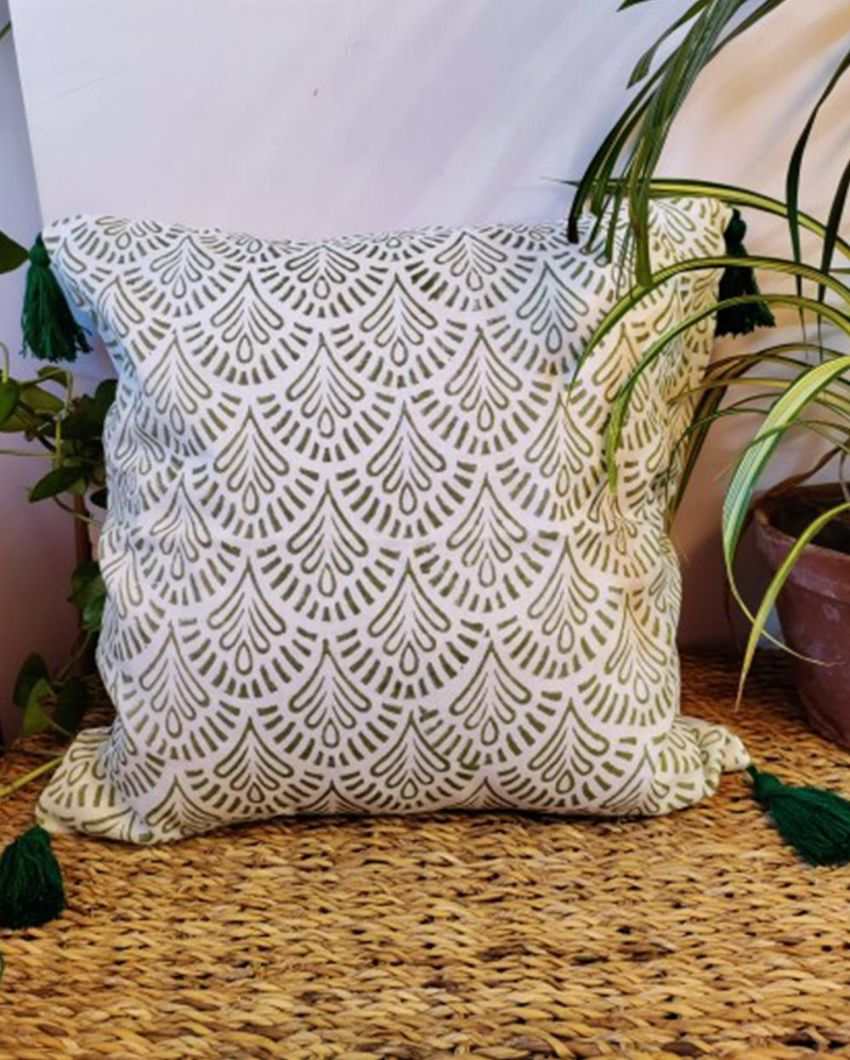 Egyptian Saga Block Print Cotton Cushion Cover | 16 x 16 inches
