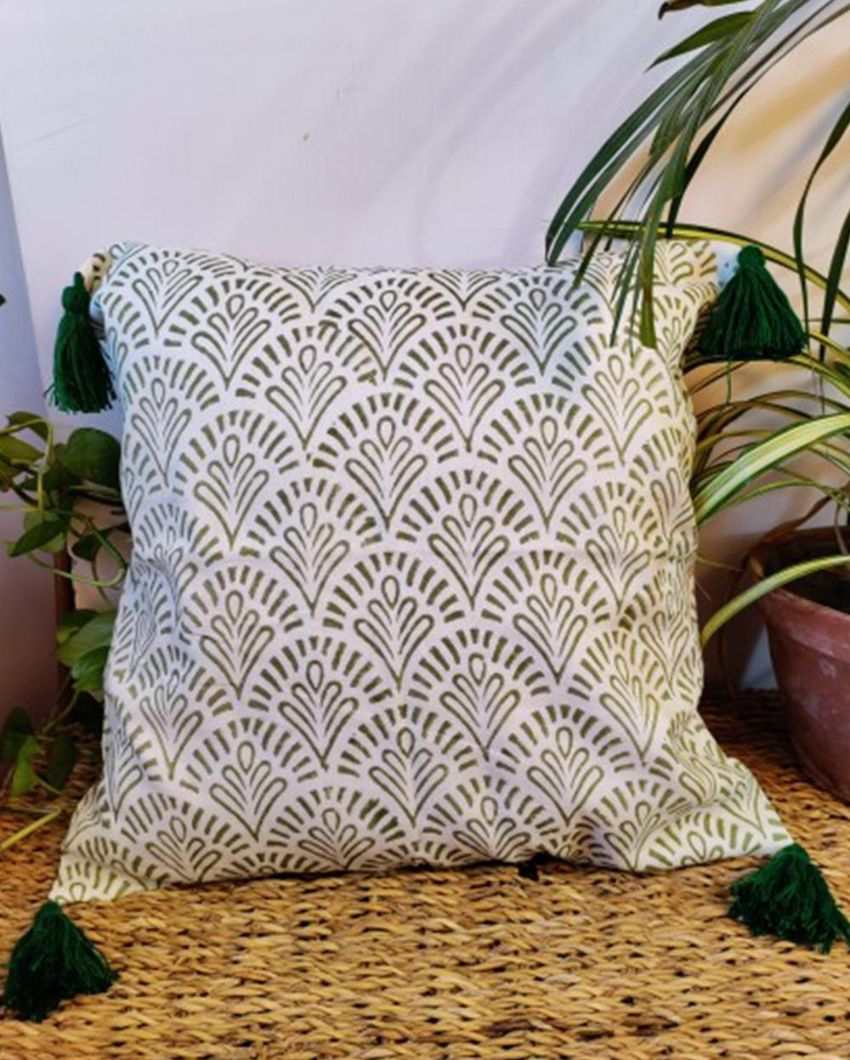 Egyptian Saga Block Print Cotton Cushion Cover | 16 x 16 inches