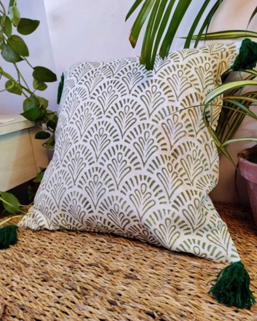 Egyptian Saga Block Print Cotton Cushion Cover | 16 x 16 inches