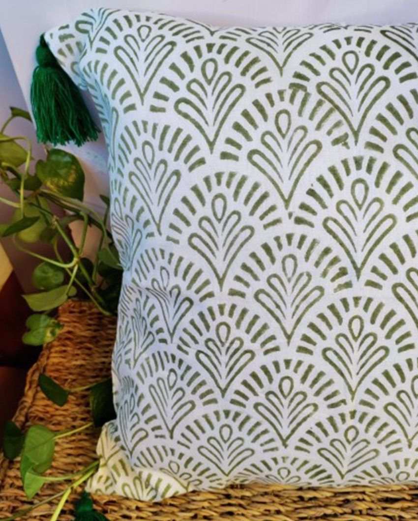 Egyptian Saga Block Print Cotton Cushion Cover | 16 x 16 inches
