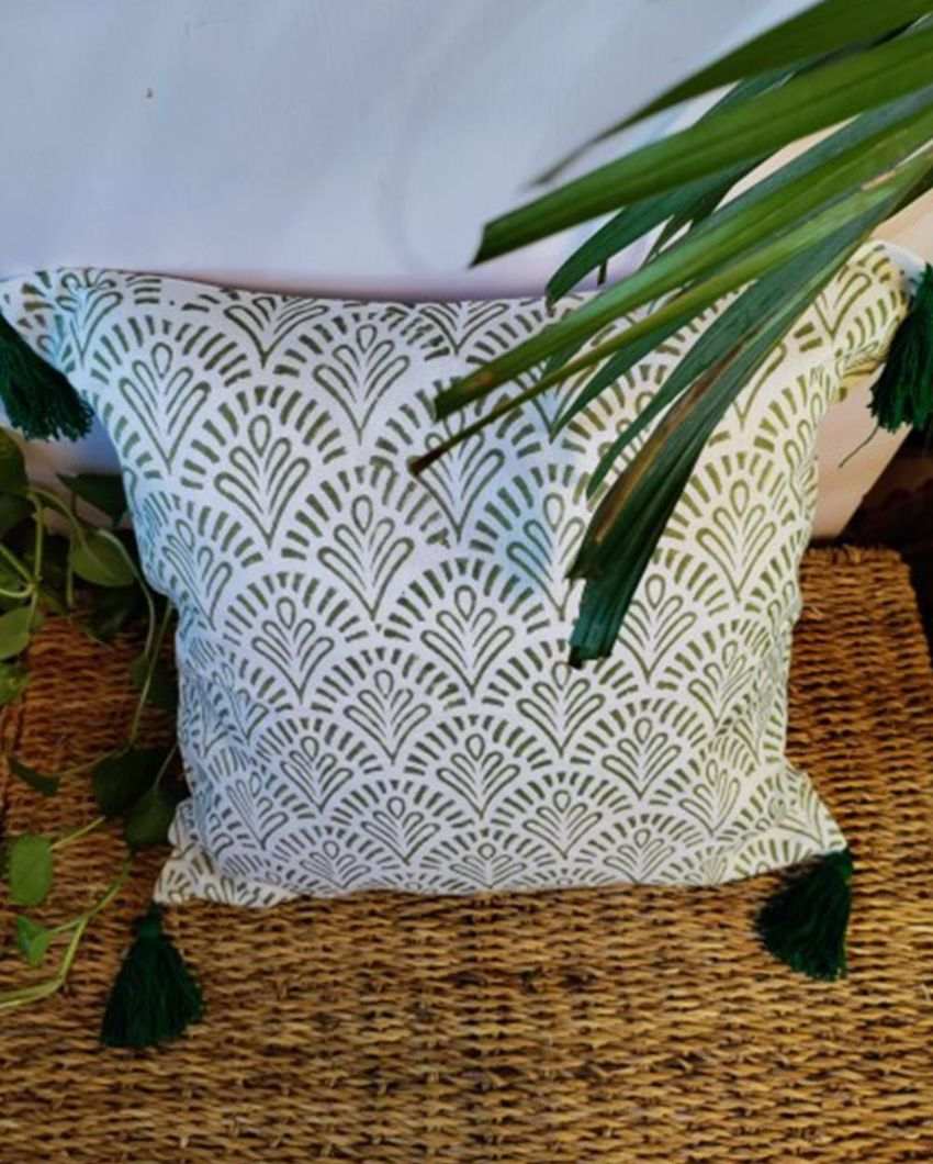 Egyptian Saga Block Print Cotton Cushion Cover | 16 x 16 inches