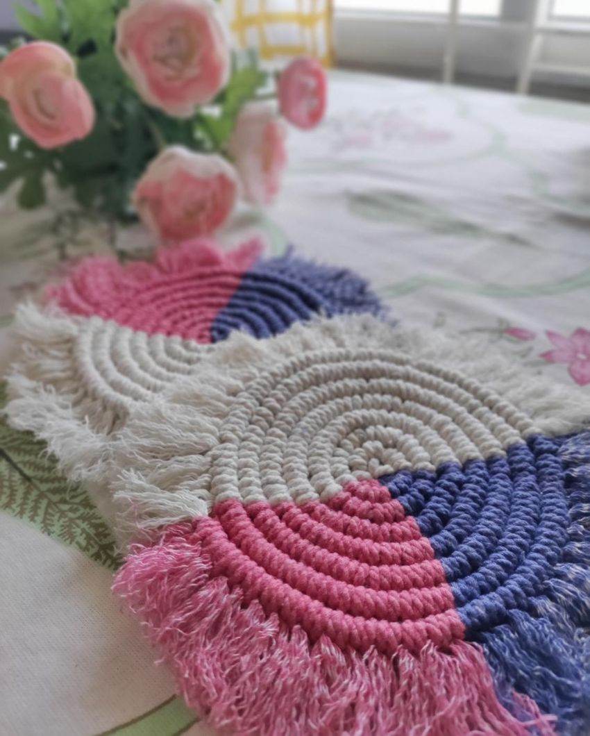 Colour Squash Macrame Cotton Cord Coaster Placemat | Set of 2 | 4 x 4 inches