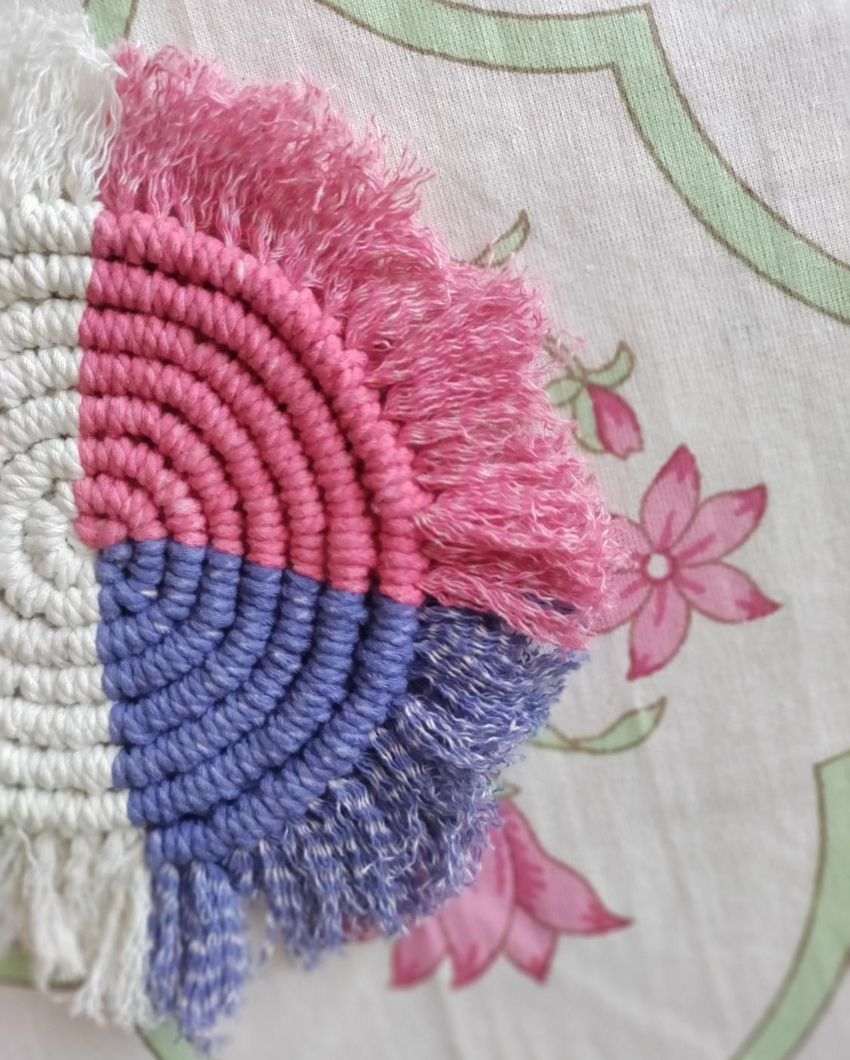 Colour Squash Macrame Cotton Cord Coaster Placemat | Set of 2 | 4 x 4 inches
