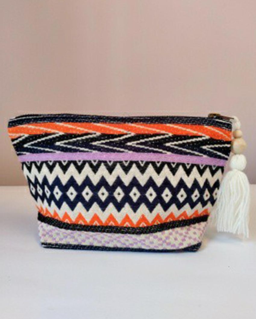 Parisian Chic Thread Weaved Cotton Canvas Handbag | 9 x 3 x 6 inches
