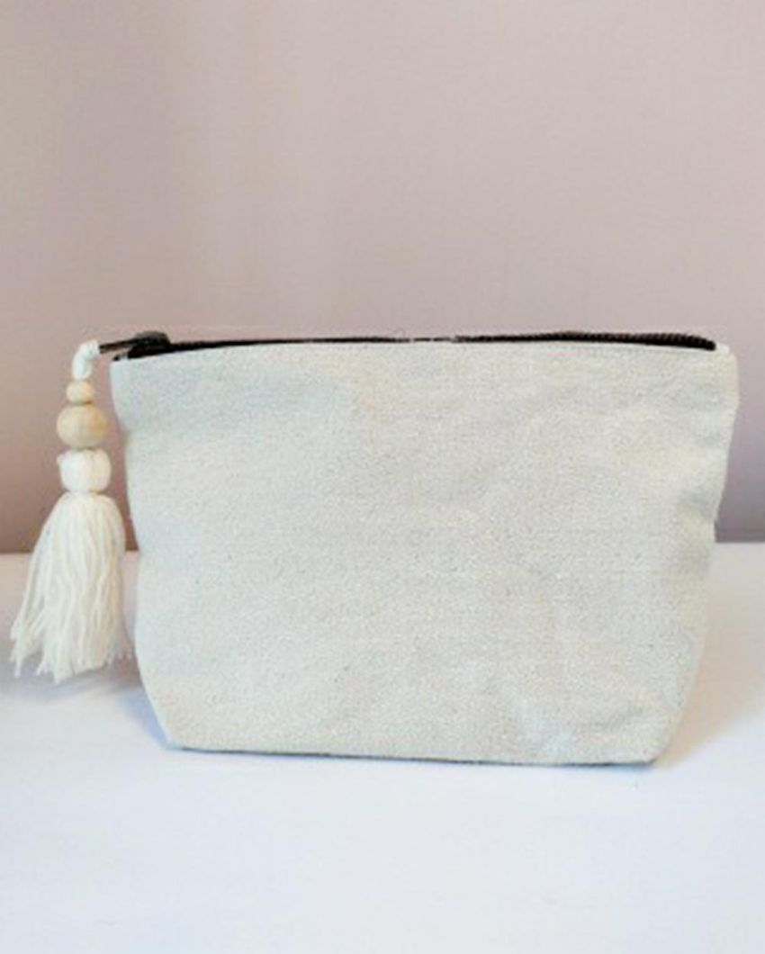 Parisian Chic Thread Weaved Cotton Canvas Handbag | 9 x 3 x 6 inches