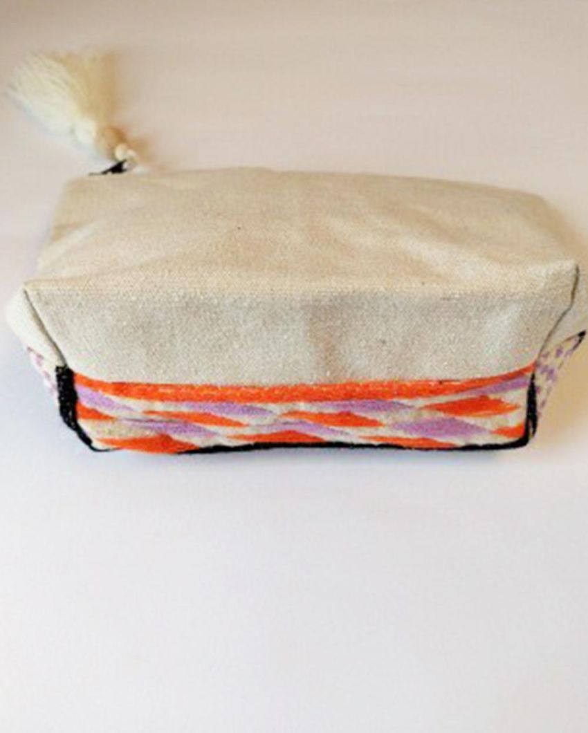 Parisian Chic Thread Weaved Cotton Canvas Handbag | 9 x 3 x 6 inches