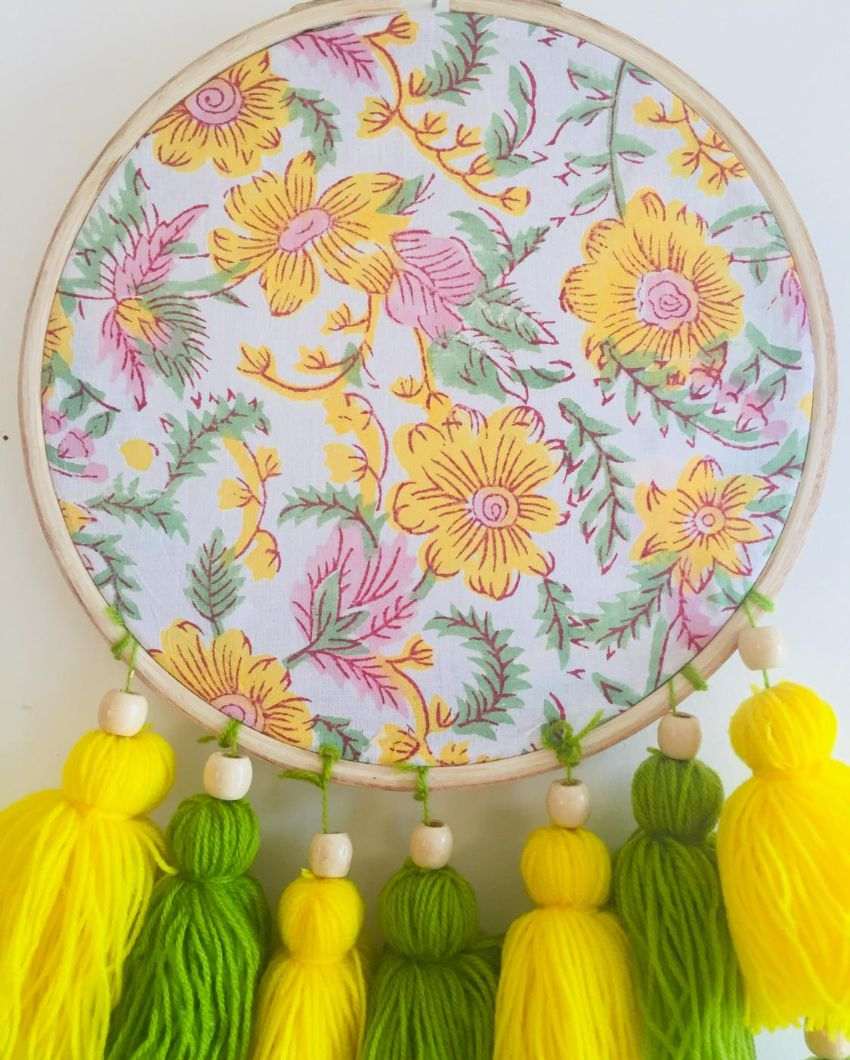 The Yellow Rainbow Tasseled Dreamcatcher | 8 x 21 inches