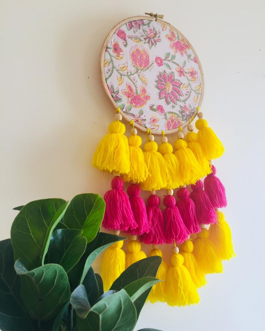 My happy Place Tasseled Dreamcatcher | 8 x 21 inches