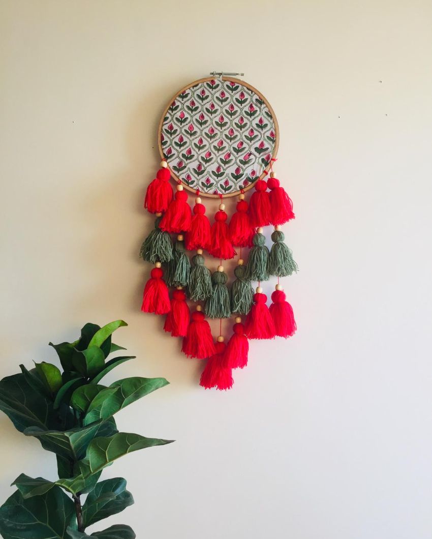 Fresh Dew Drops Tasseled Dreamcatcher | 8 x 21 inches