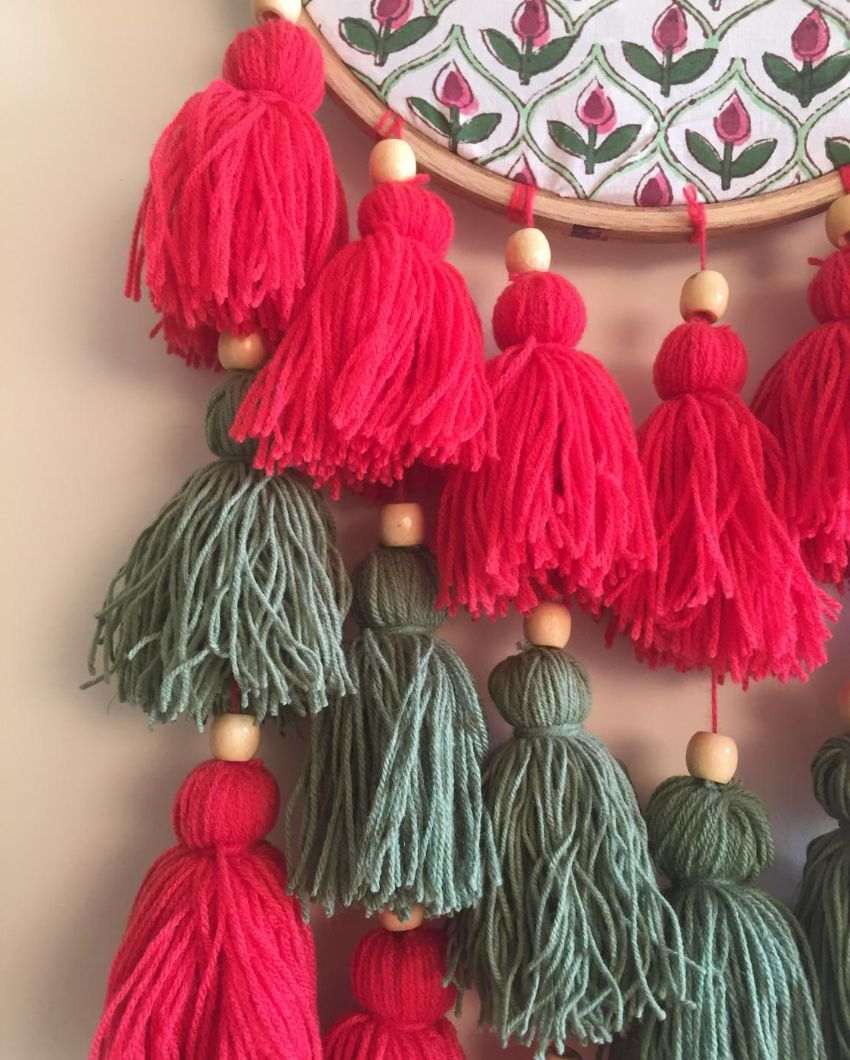 Fresh Dew Drops Tasseled Dreamcatcher | 8 x 21 inches