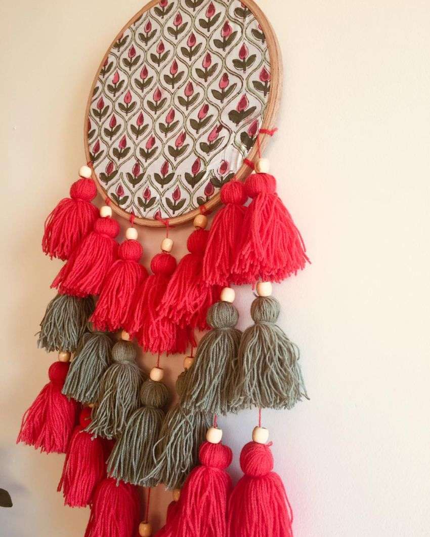 Fresh Dew Drops Tasseled Dreamcatcher | 8 x 21 inches