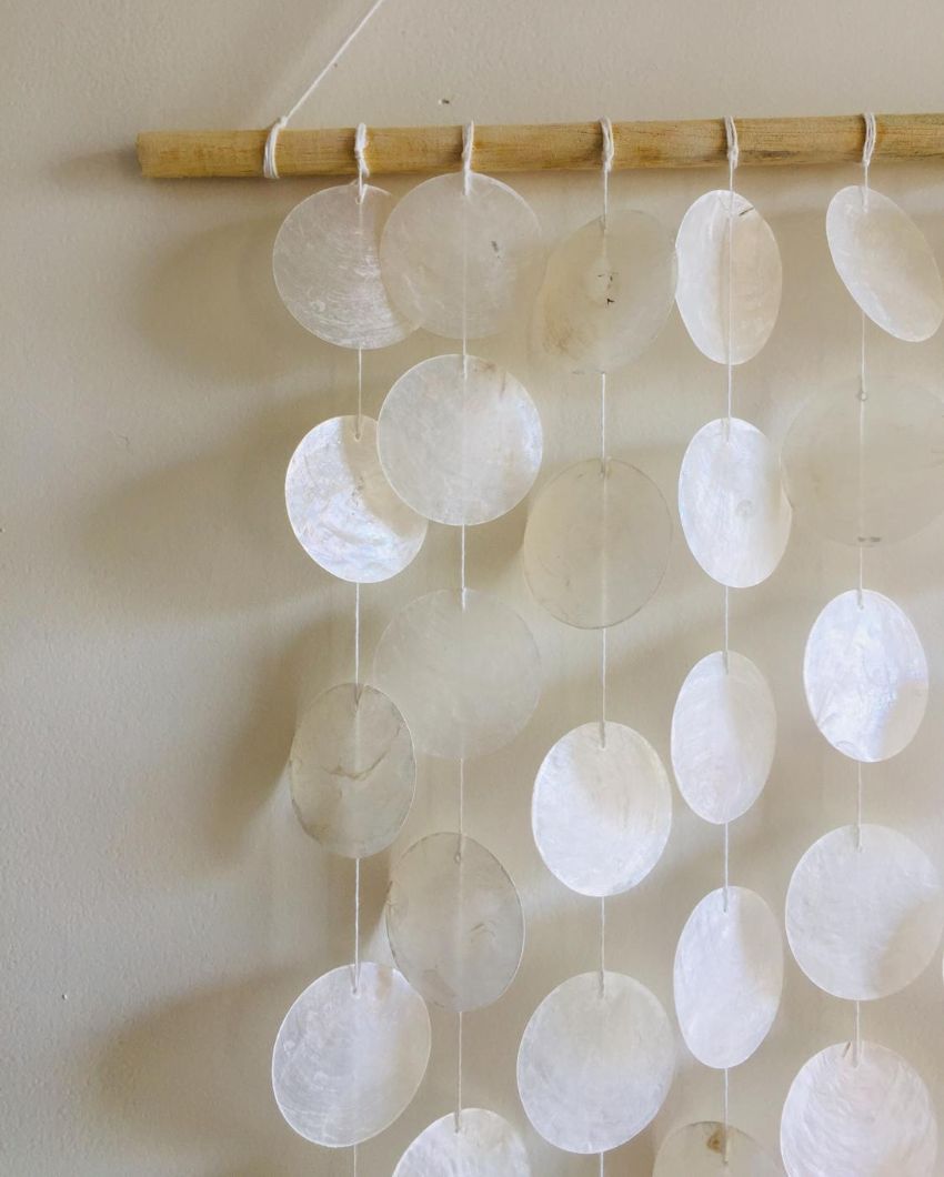 Lunar Abundance Capiz Shell Wind Chime | 16 x 22 inches