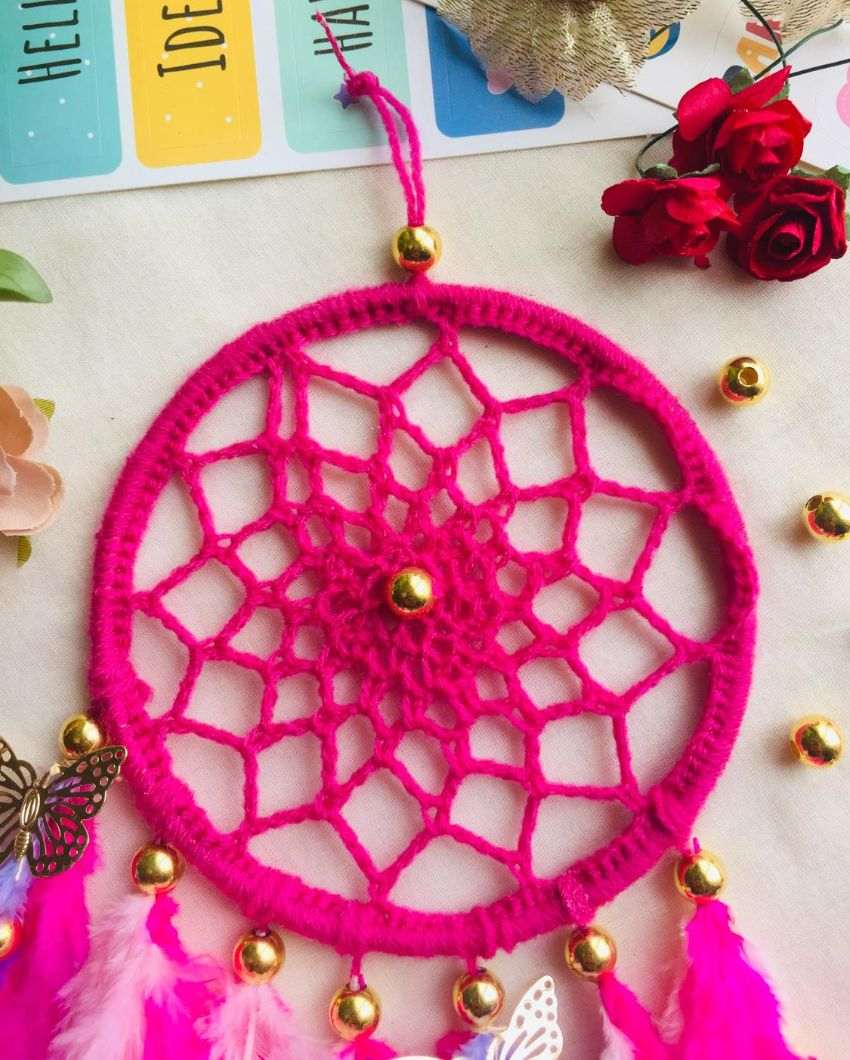 Cotton Candy Feather & Beads Dreamcatcher | 4 x 12 inches