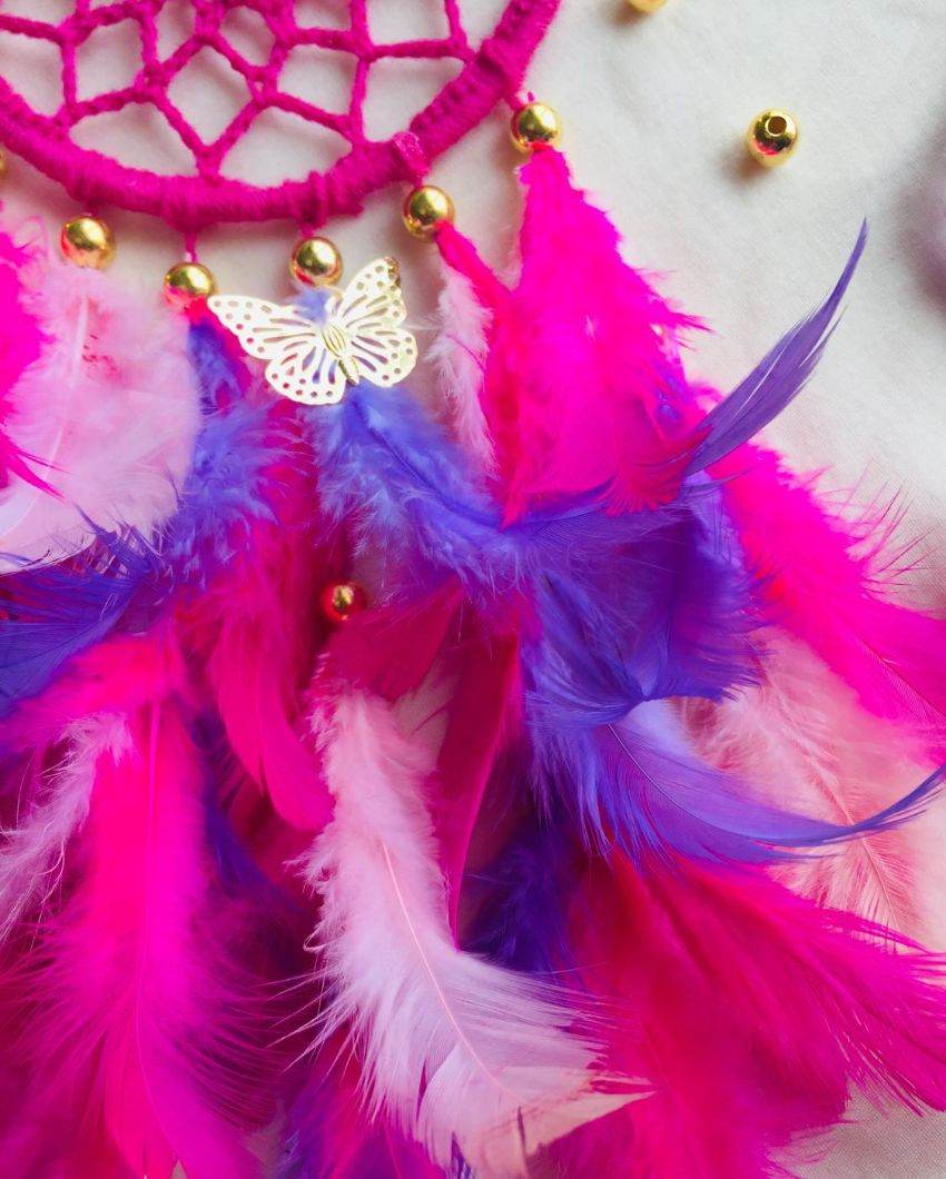 Cotton Candy Feather & Beads Dreamcatcher | 4 x 12 inches