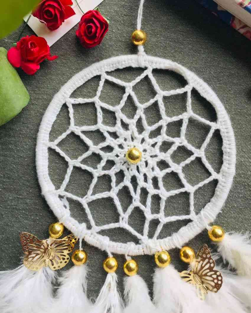 Snowflakes Feather & Beads Dreamcatcher | 4 x 12 inches