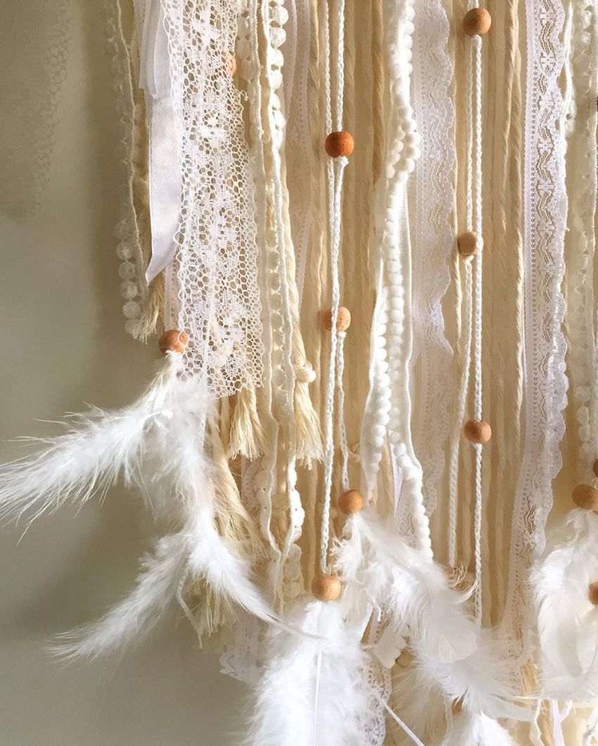 Like A Fairy tale Feather & Beads Dreamcatcher | 12 x 30 inches