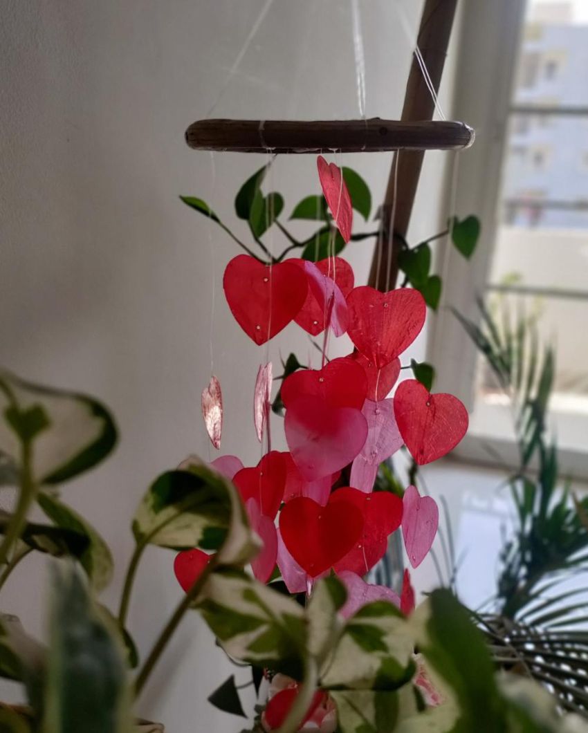 All Hearts Capiz Shell Wind Chime | 6 x 16 inches