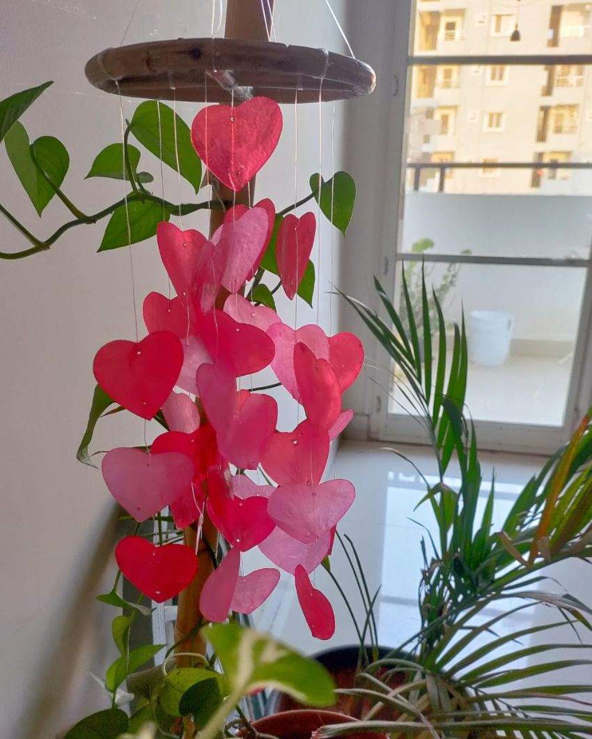 All Hearts Capiz Shell Wind Chime | 6 x 16 inches