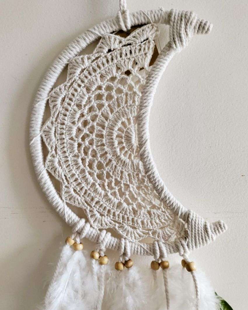 Moon dreamcatcher Feather & Beads Dreamcatcher | 5 x 19 inches