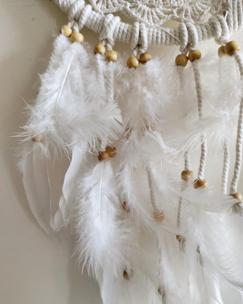 Moon dreamcatcher Feather & Beads Dreamcatcher | 5 x 19 inches