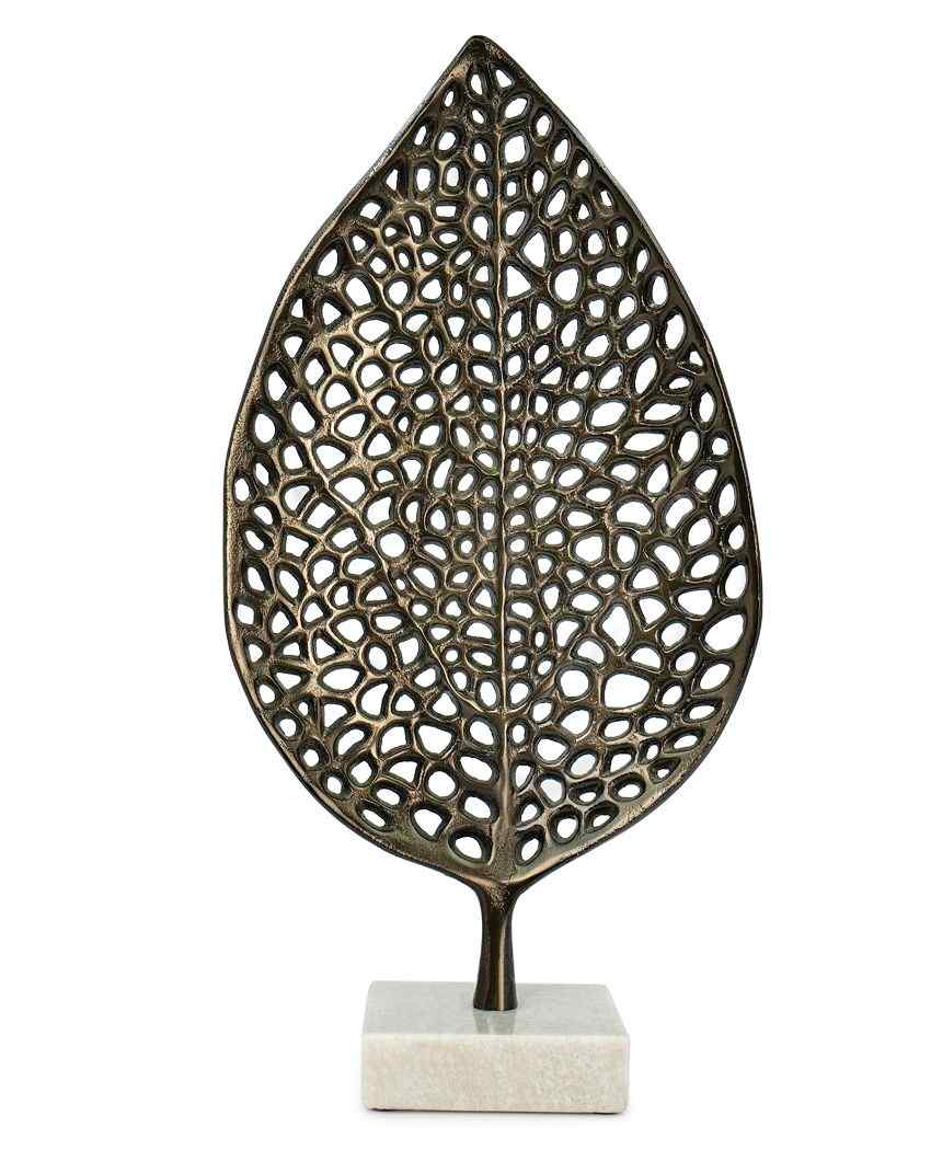 Showpiece Leaf Smoke Metal Black
