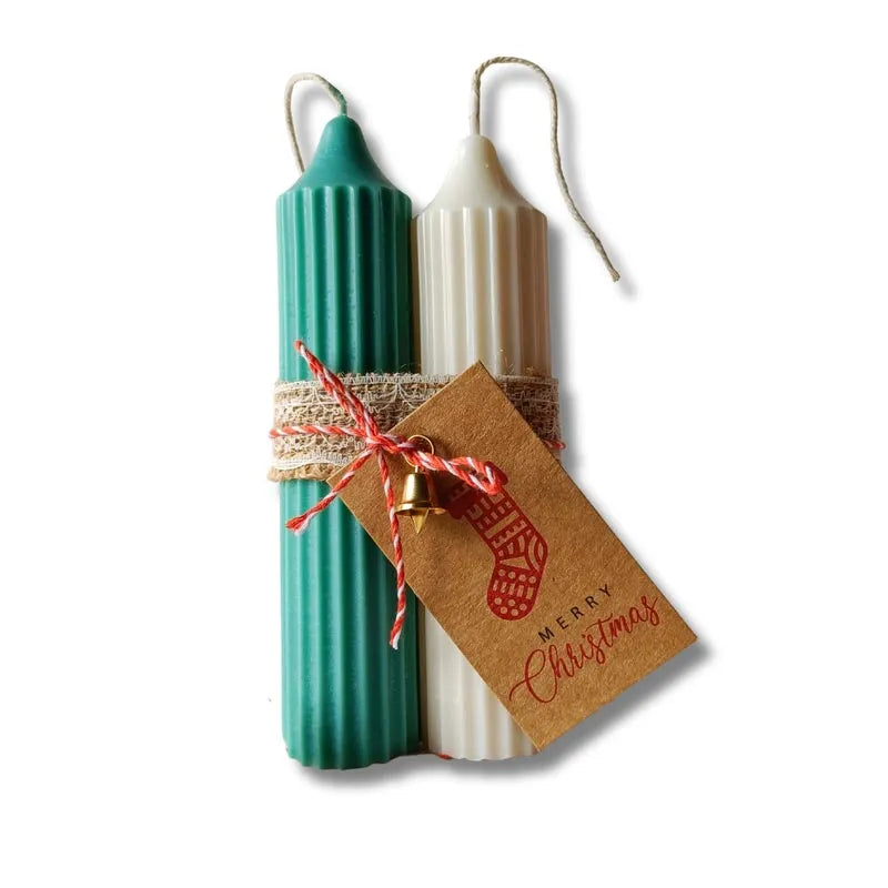 Green Diwali Special Hope Pillar Candles | Set of 2 Default Title
