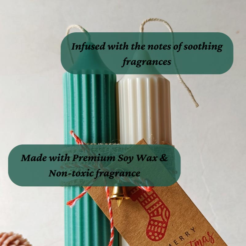 Green Diwali Special Hope Pillar Candles | Set of 2 Default Title