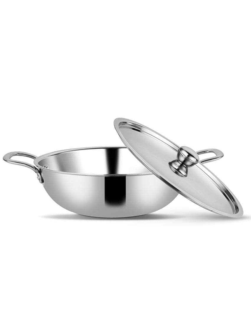 Heavy-Duty Triply Stainless Steel Kadhai with Lid