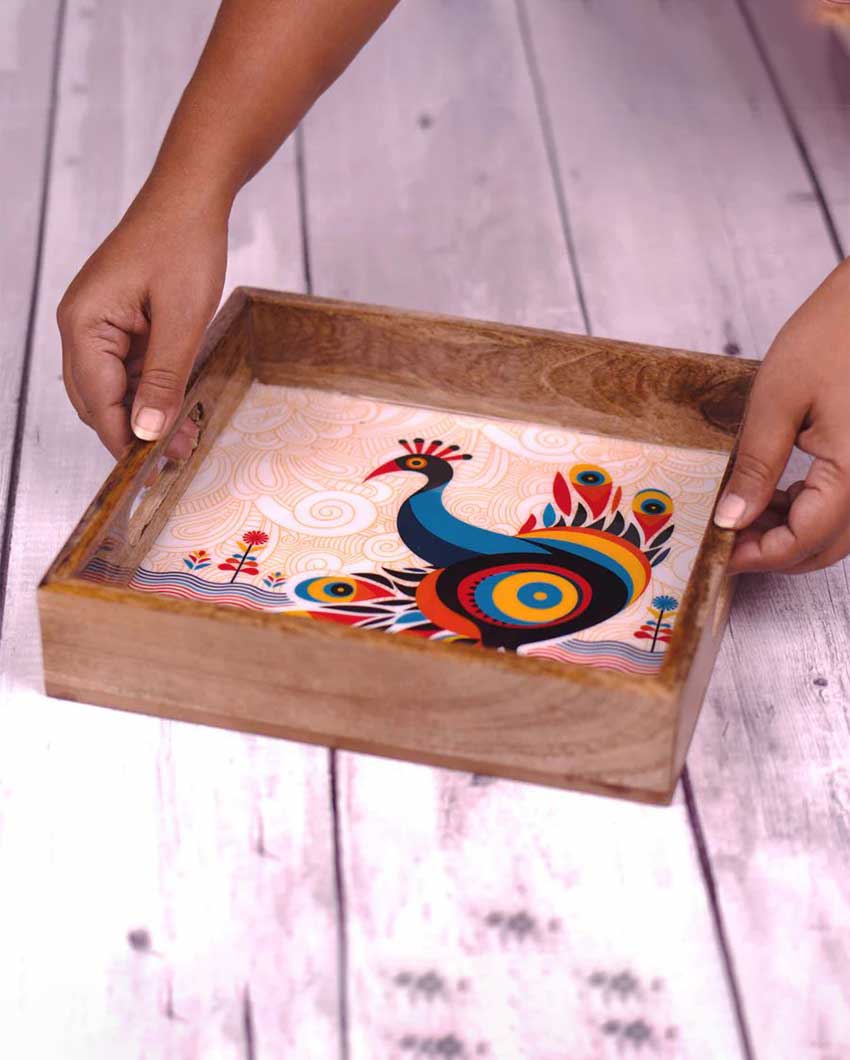 Pihu Large Square Tea Serving Tray | 10 x 10 inches