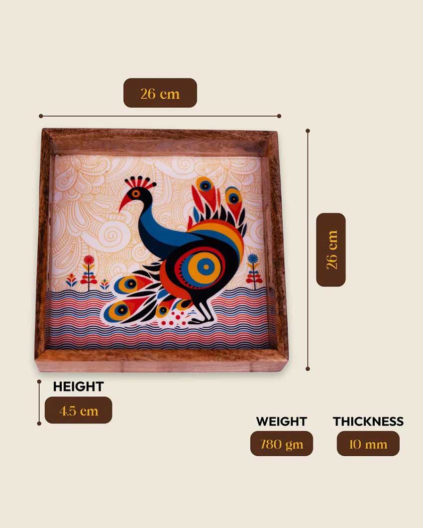 Pihu Large Square Tea Serving Tray | 10 x 10 inches