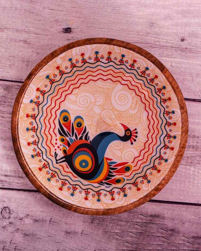 Pihu Wooden Large Bowl with Rose Gold Salad Servers | 8 x 4 inches