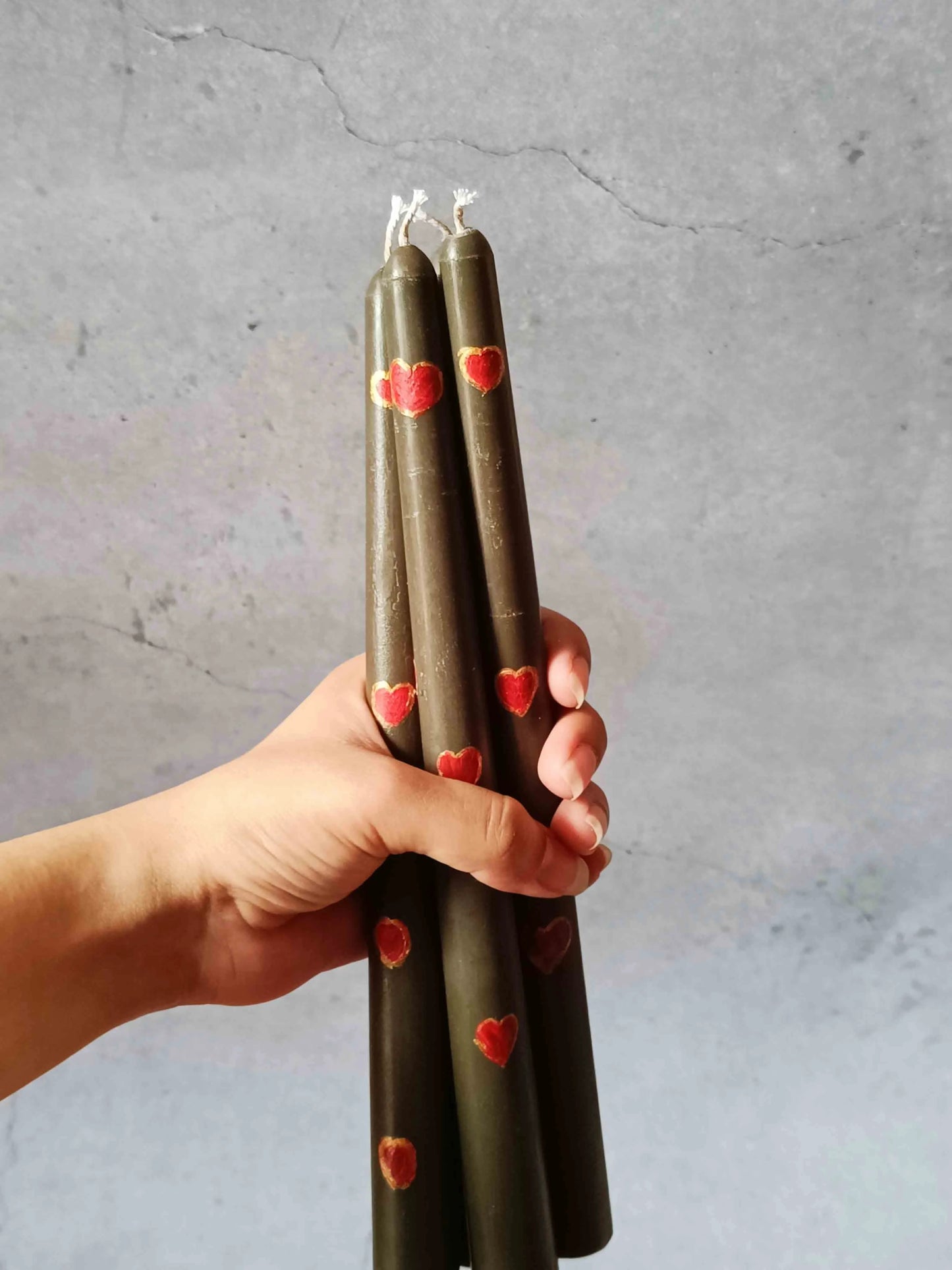Fiery Heart Hand Painted Tapered Candles | Set of 4 | 25.4 cm / 10 inches