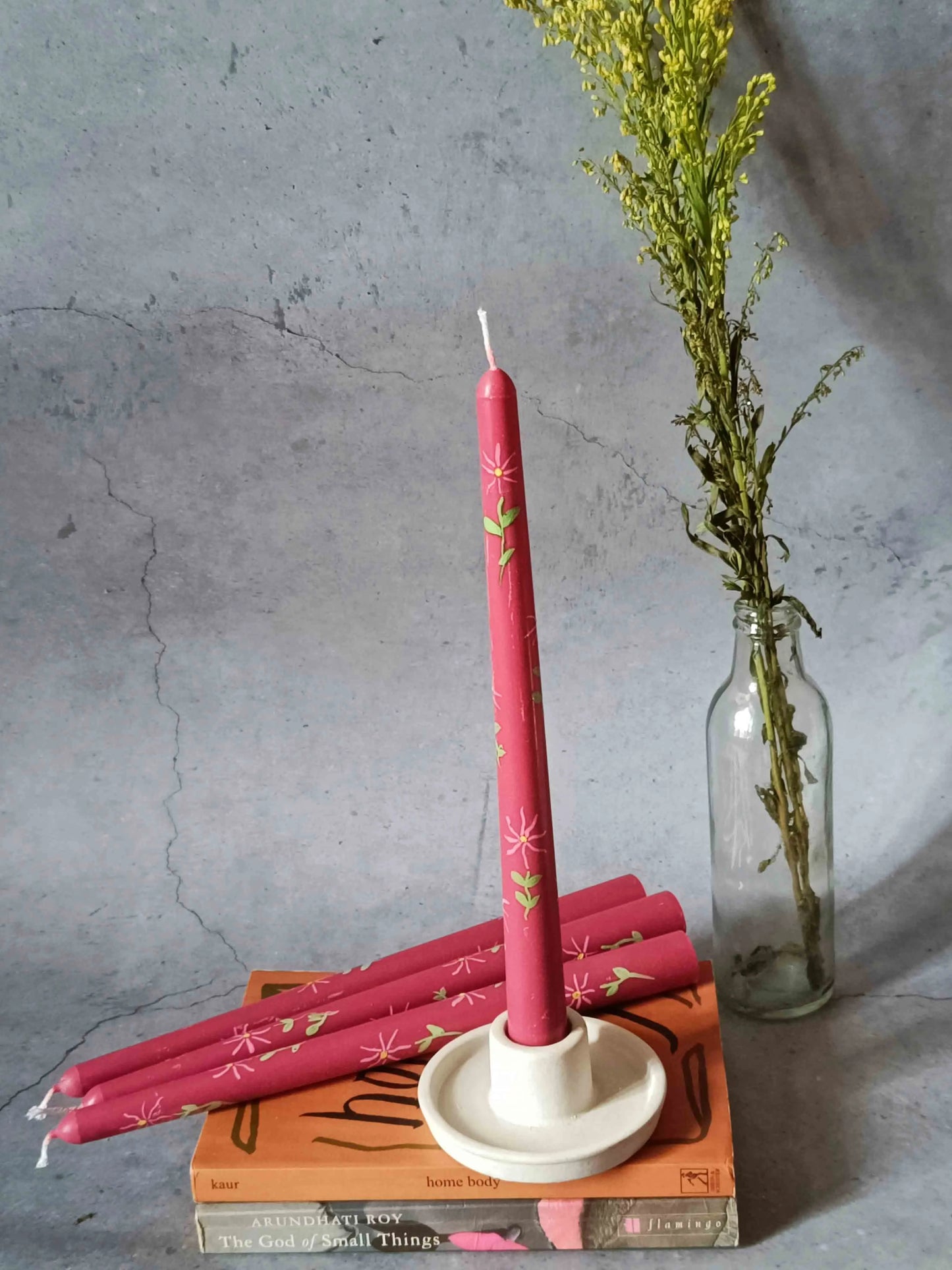 Spring Garden Hand Painted Tapered Candles | Set of 4 | 25.4 cm / 10 inches