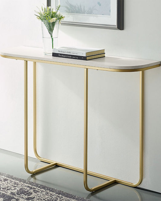 Rectangular Gold Metal Console Table