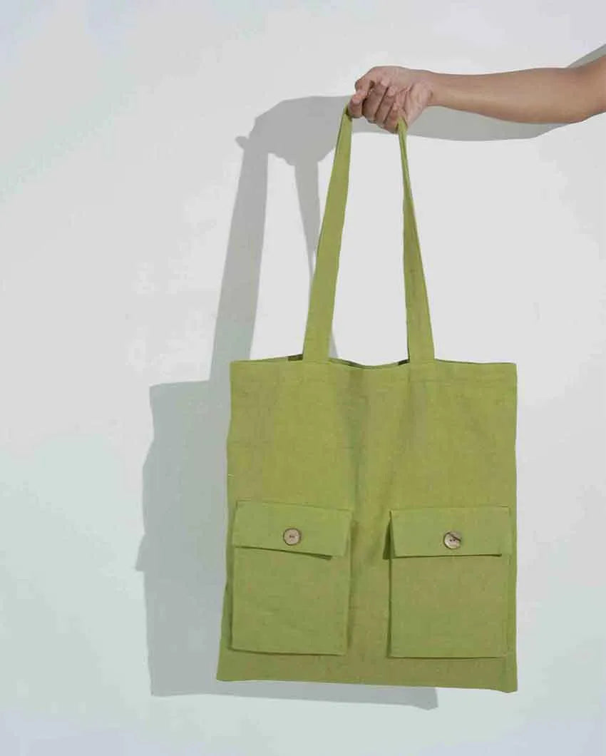 Lush Lime Green Tote Bag 15 x 13 inches Dusaan