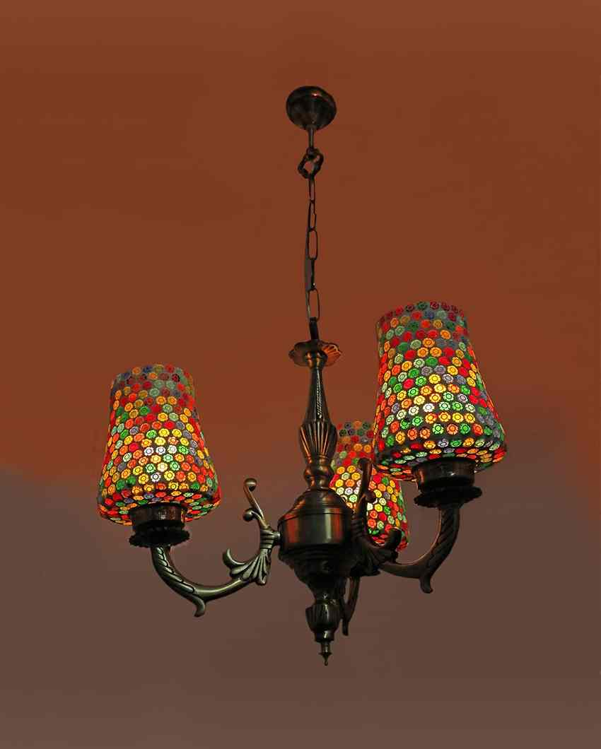 Sleek Ceiling Three Decorative Glass Lamp Shade Chandelier | 19 x 19 x 17 inches