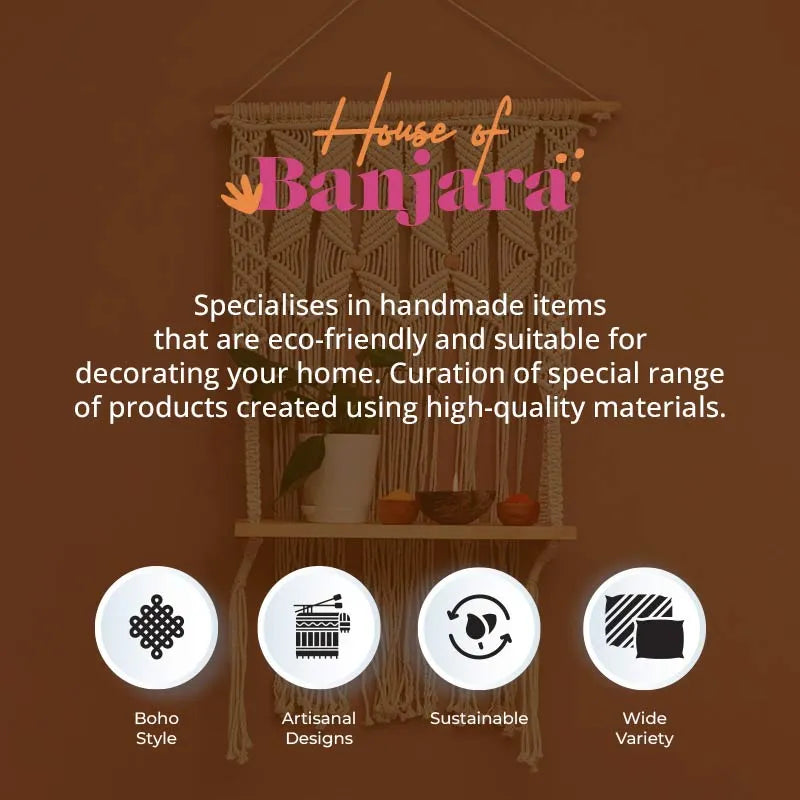 Floral Pattern Macrame Cotton Cushion Cover  (Single)