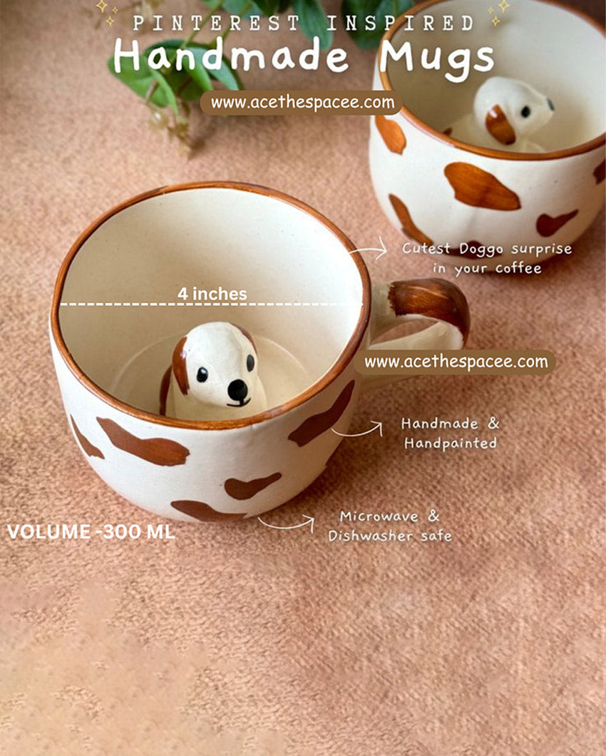 Hidden Ceramic Dog Figurine Coffee Cup | 3 x 4 inches