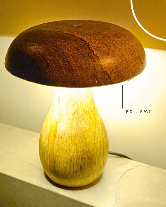 Charming Mango Wood Mushroom Led Lamp
