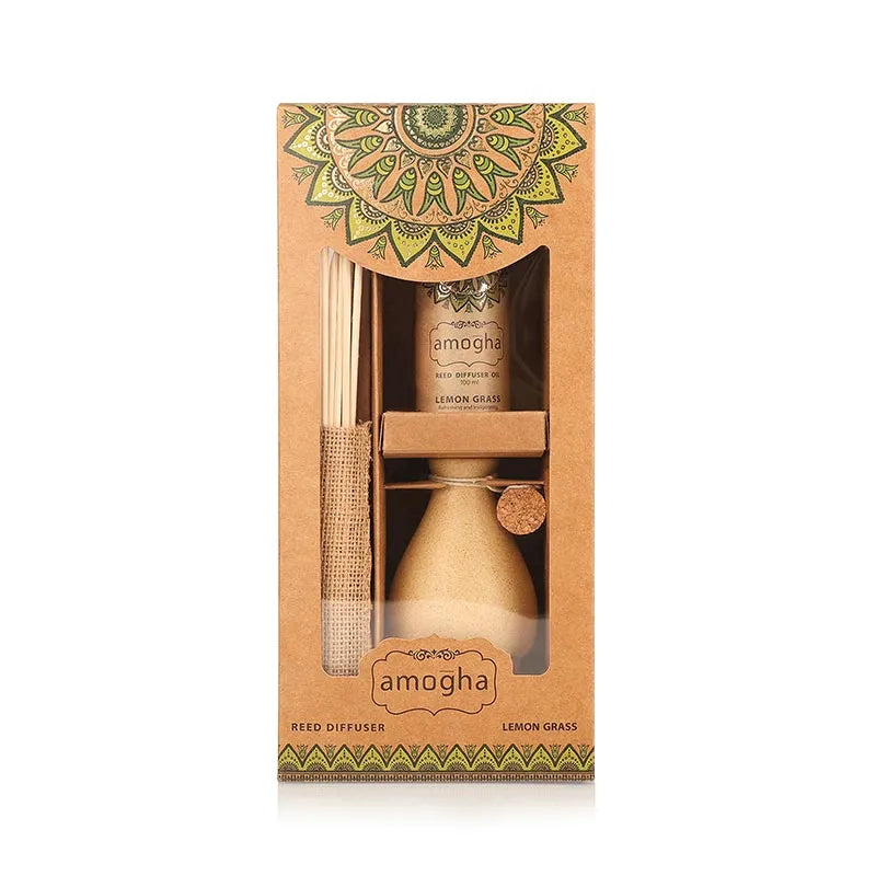 Amogha Reed Diffuser | 8 Reed Sticks with 100 ml Diffuser Oil | Multiple Options Lemon Grass