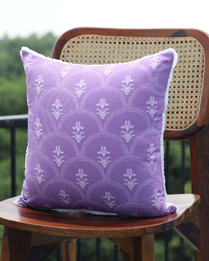 Iris Design Cotton Cushion Covers | 16 x 16 inches
