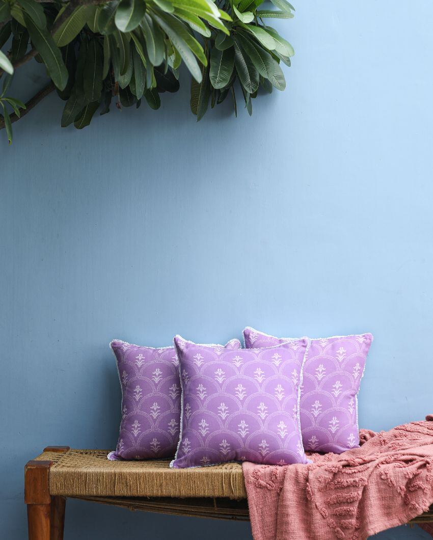 Iris Design Cotton Cushion Covers | 16 x 16 inches