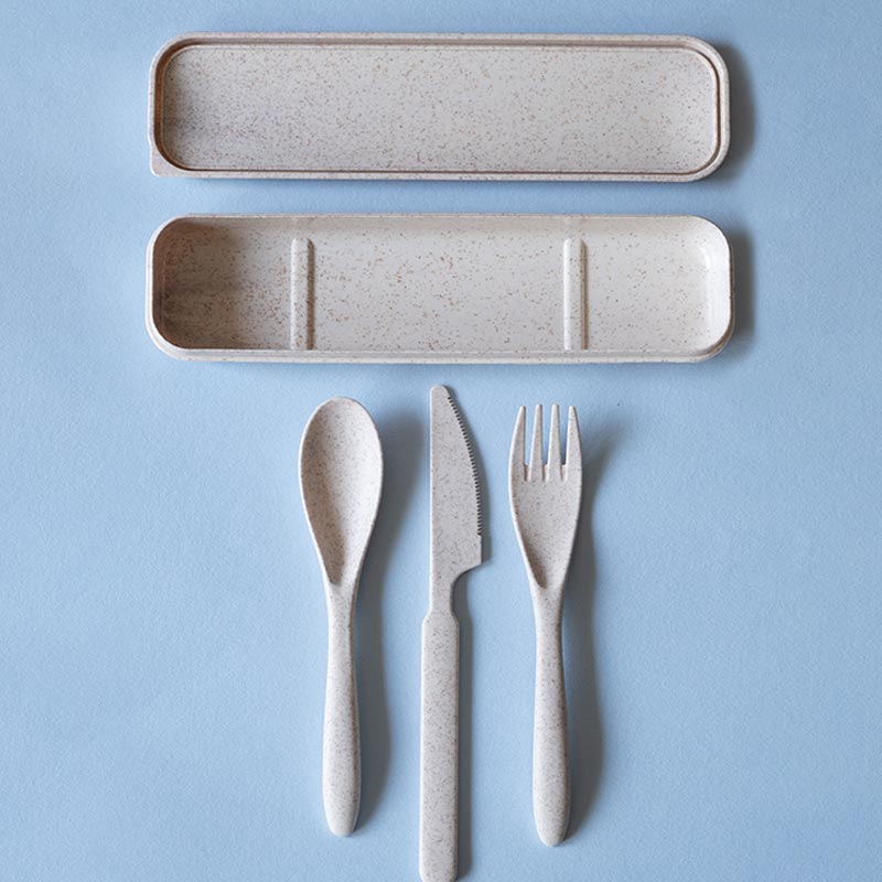 Soft Beige Wheat Straw Cutlery Set Default Title