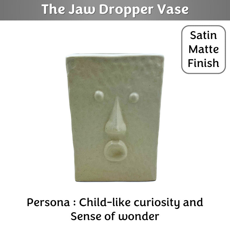 Jaw Dropper Ivory Face Vase | 7 inches | Multiple Colors Satin Matte Finish