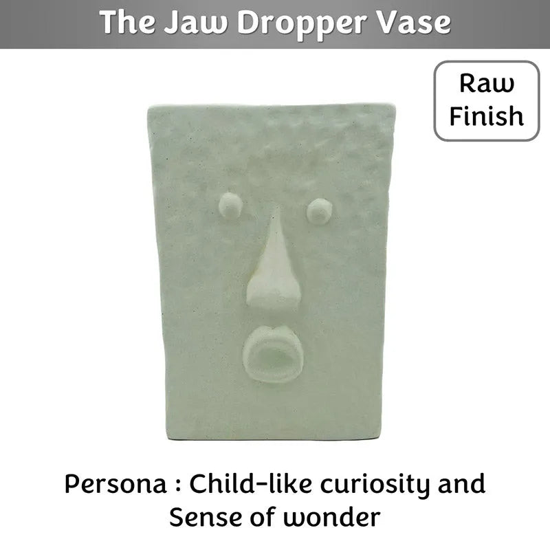 Jaw Dropper Ivory Face Vase | 7 inches | Multiple Colors Raw Finish