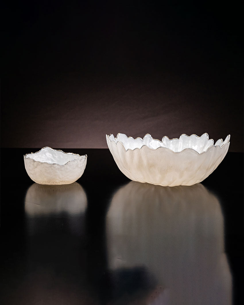 Gilded Touch White Chic Glass Bowl | 6 x 3 inches