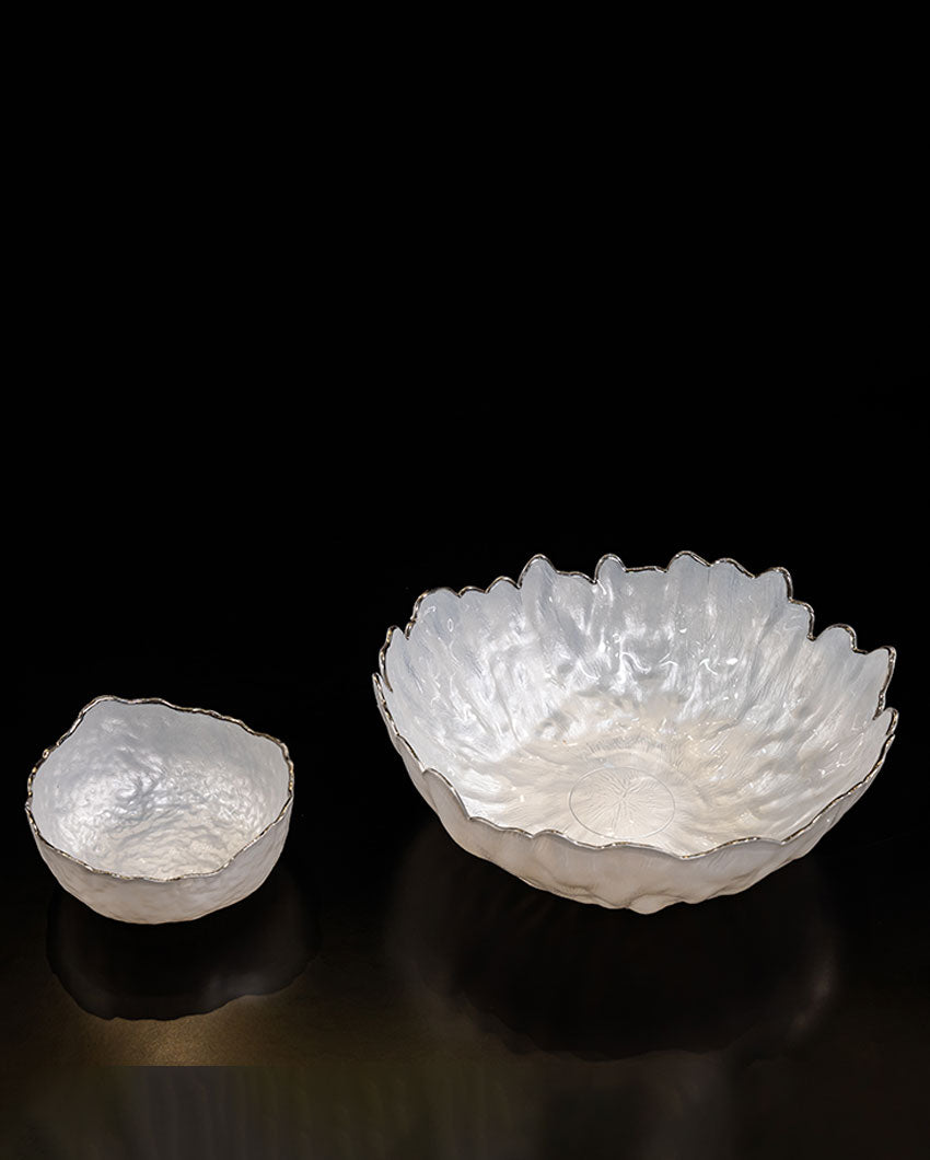 Gilded Touch White Chic Glass Bowl | 6 x 3 inches